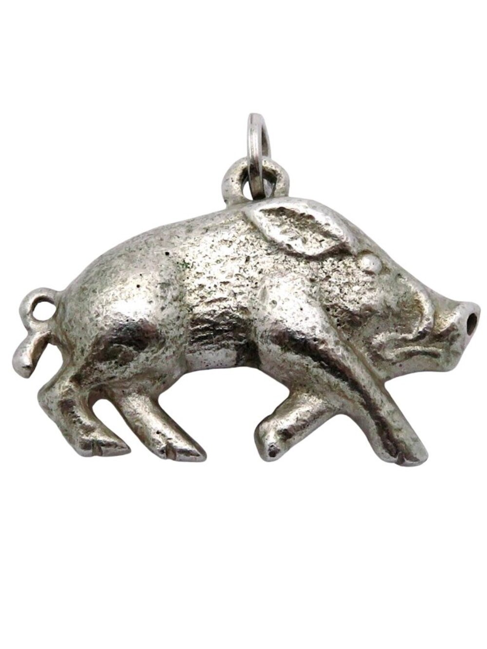 Antique Victorian Solid Sterling Silver Wild Boar/Pig Watch Fob Charm Pendant